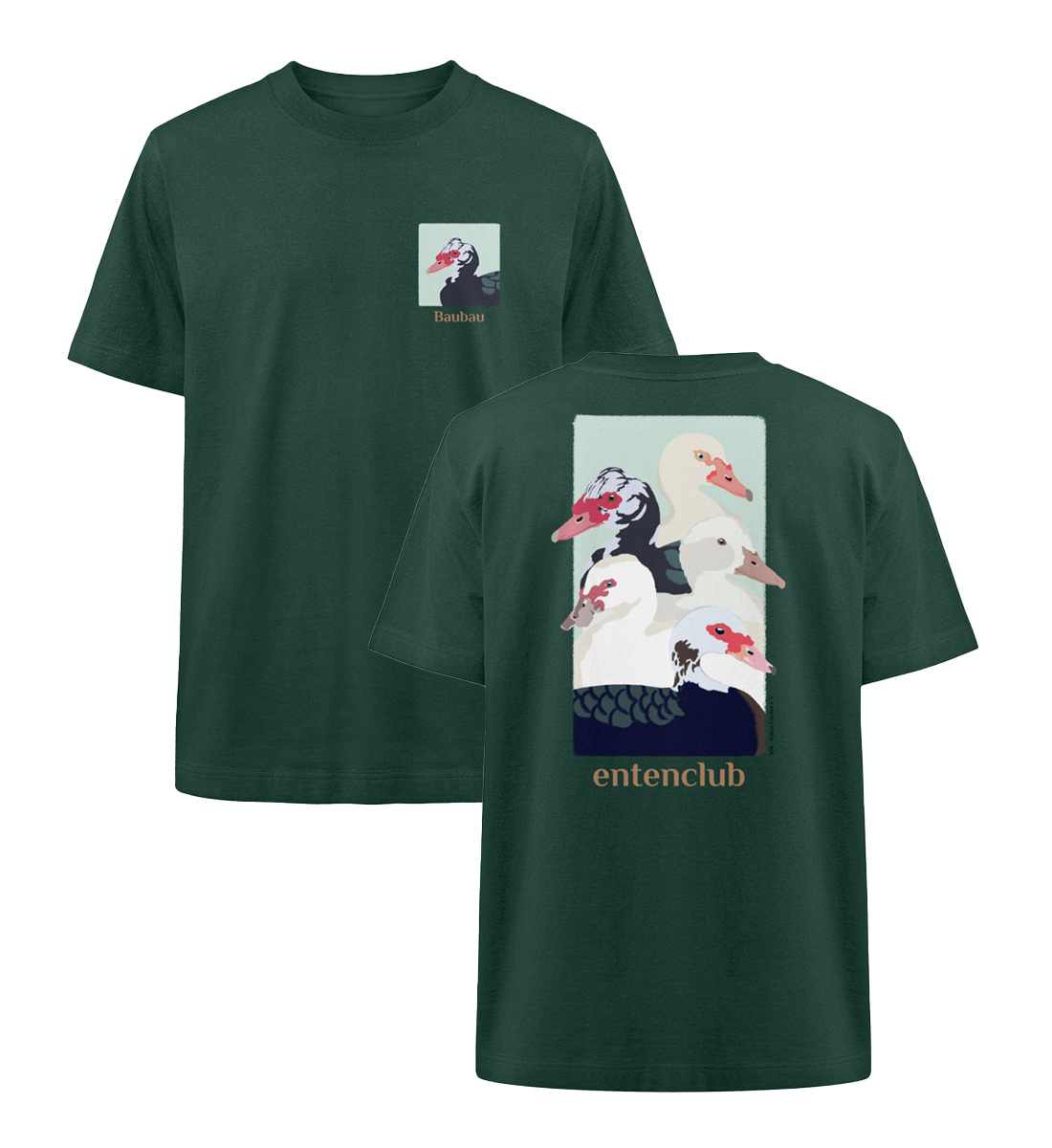 Entenclub Baubau · Kukus Garden · Unisex Heavy Oversized T-Shirt · beidseitiges Motiv
