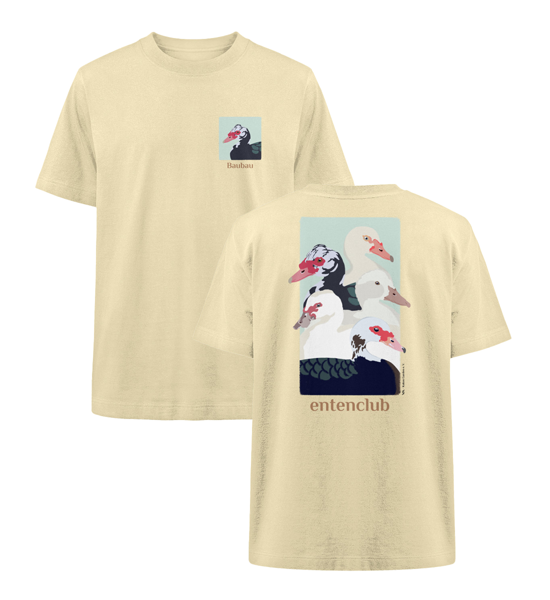 Entenclub Baubau · Kukus Garden · Unisex Heavy Oversized T-Shirt · beidseitiges Motiv