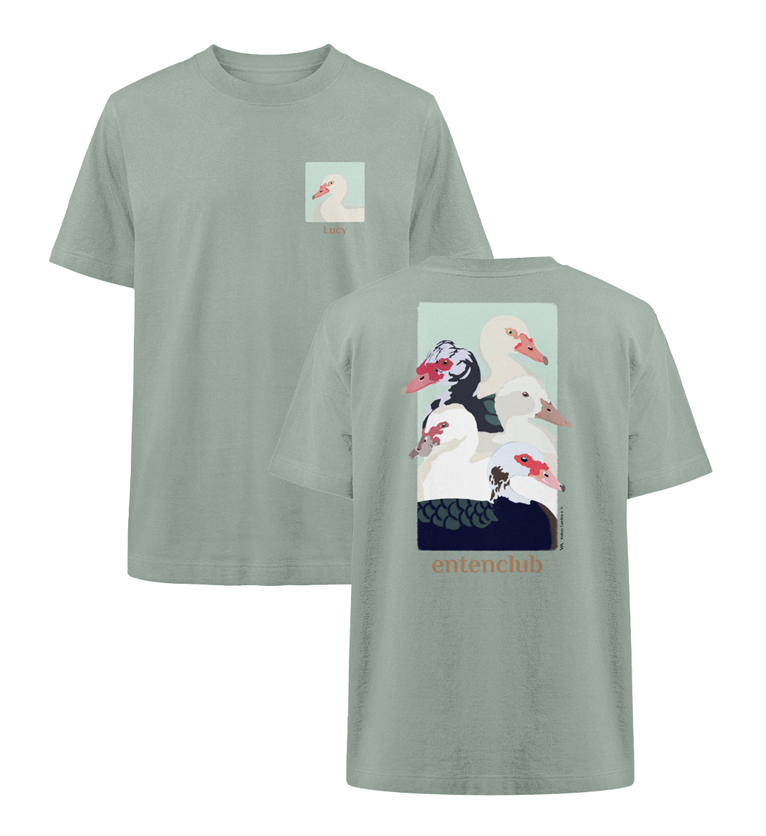 Entenclub Lucy · Kukus Garden · Unisex Heavy Oversized T-Shirt · beidseitiges Motiv
