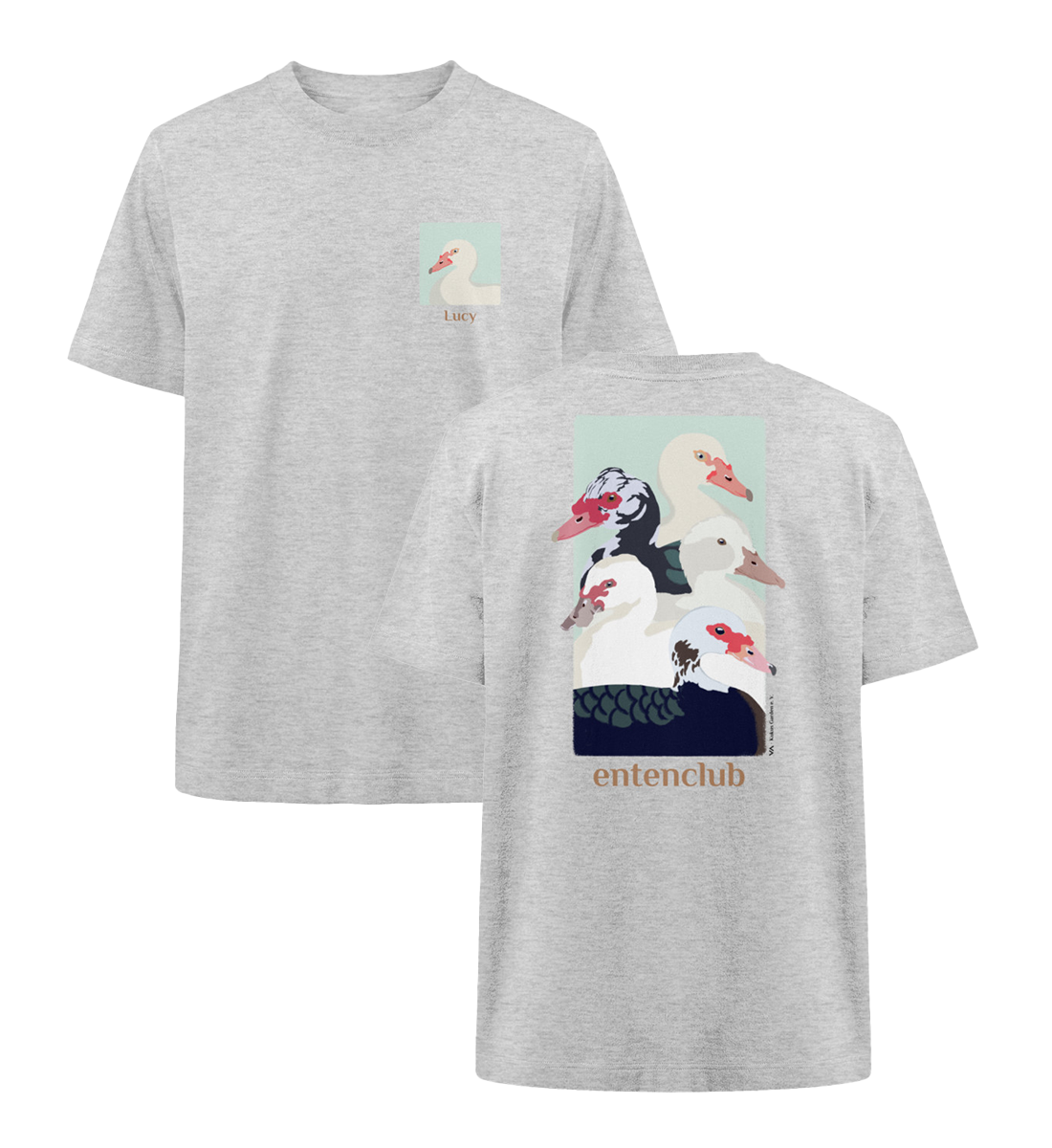 Entenclub Lucy · Kukus Garden · Unisex Heavy Oversized T-Shirt · beidseitiges Motiv