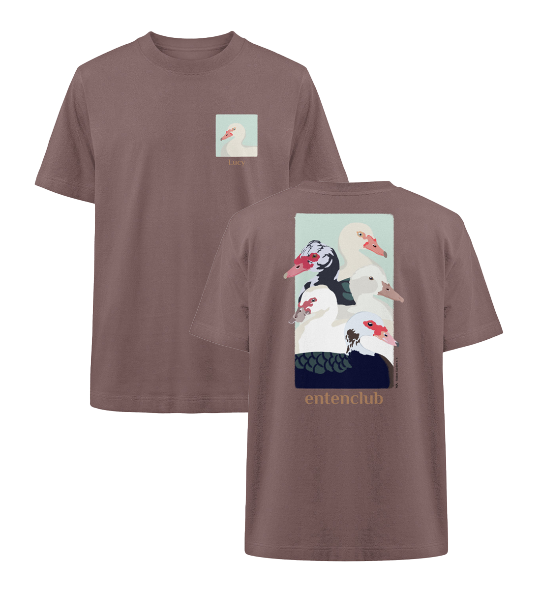 Entenclub Lucy · Kukus Garden · Unisex Heavy Oversized T-Shirt · beidseitiges Motiv