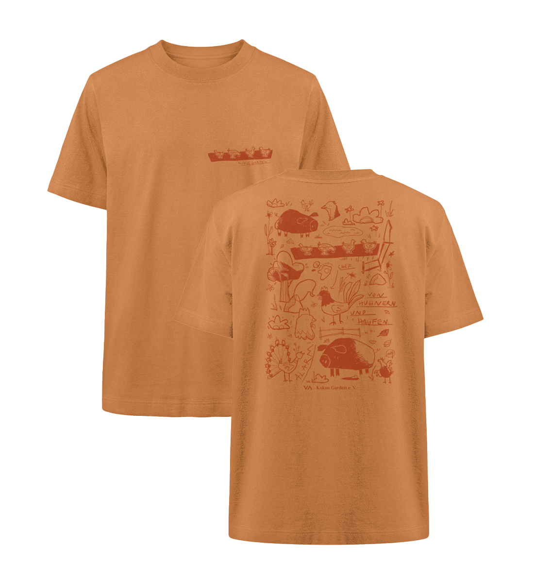 All by Kuku: Von Hühnern und Haufen · Kukus Garden · Unisex Heavy Oversized T-Shirt · beidseitiges Motiv