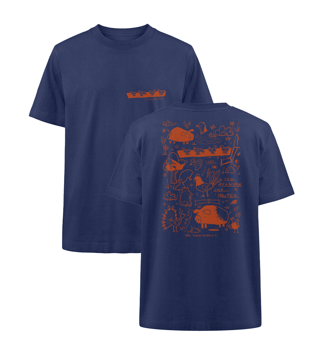 All by Kuku: Von Hühnern und Haufen · Kukus Garden · Unisex Heavy Oversized T-Shirt · beidseitiges Motiv