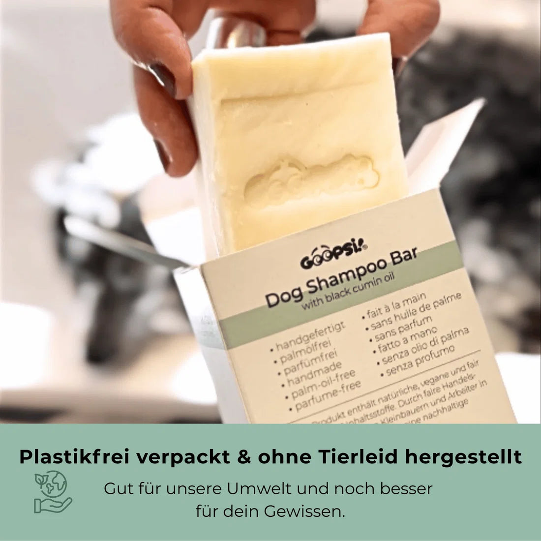 Goopsi · Vegane Hundeseife 160g mit Schwarzkümmelöl