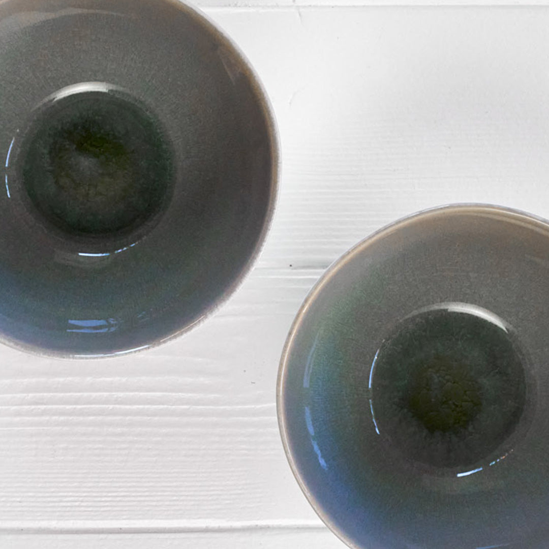 Schüssel · hellgrau mit grün · 2er Set