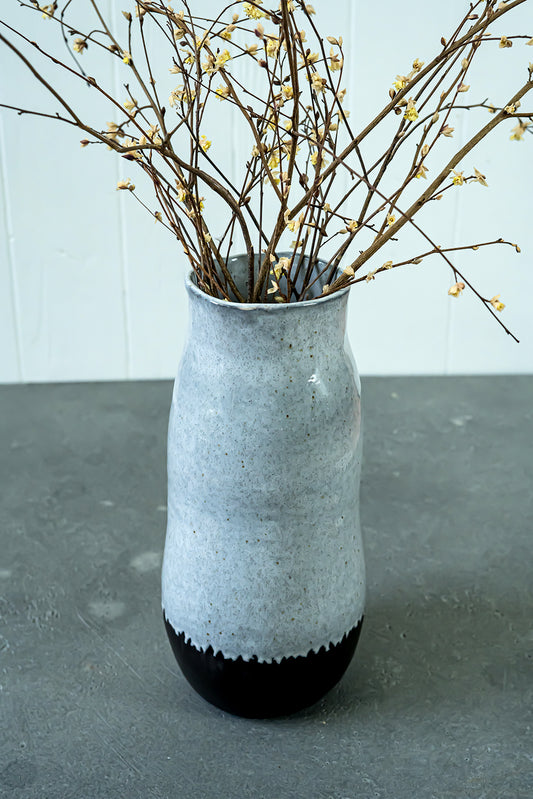 Decorativo Keramik-Vase (hell-grau-dunkelbraun)